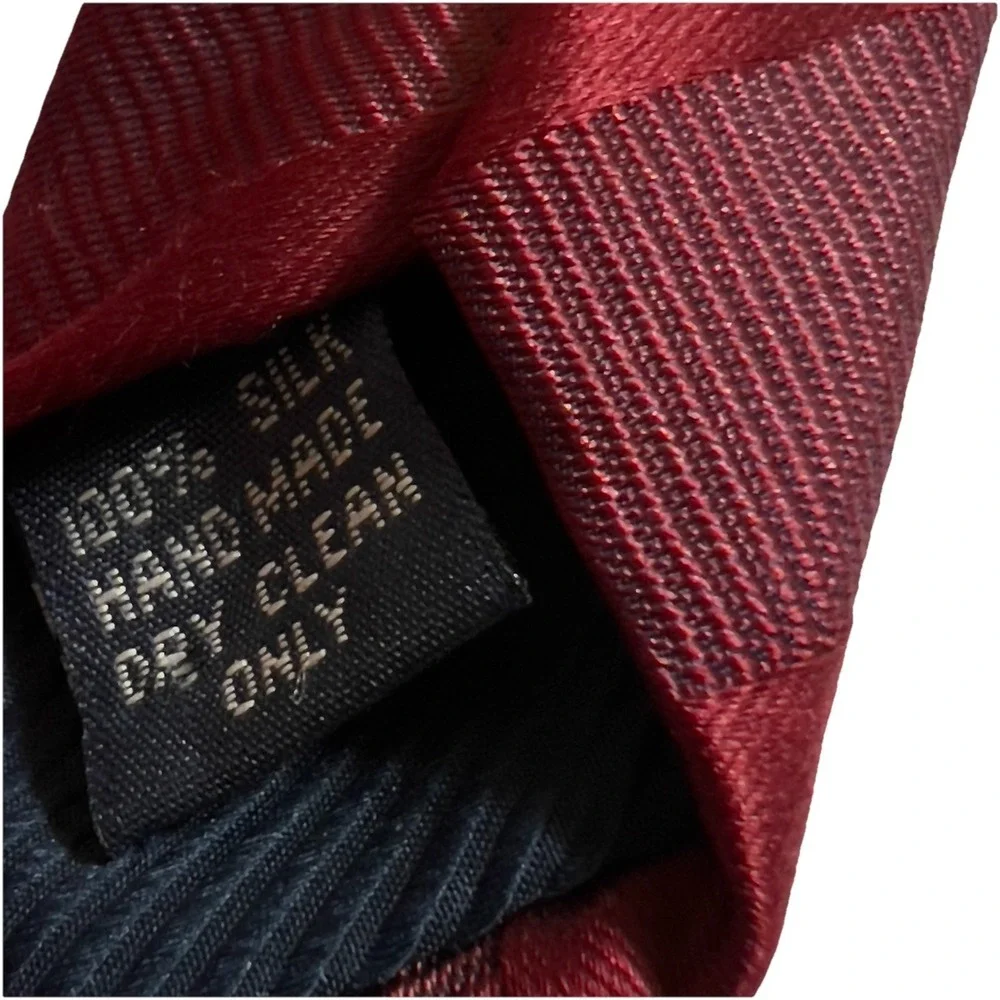 Henry Jacobson Necktie Mens Burgundy Red Excellent Silk Tonal Striped Hand Made